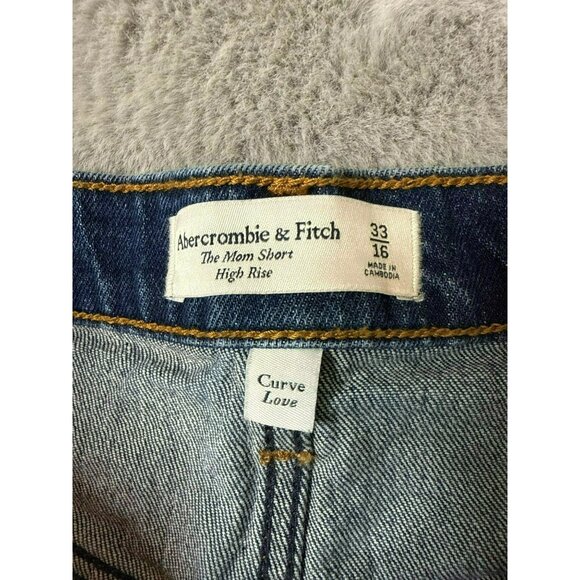 Abercrombie & Fitch The Mom Short High Rise 33/16 Curve Love Med Wash Cut Offs - Picture 7 of 8